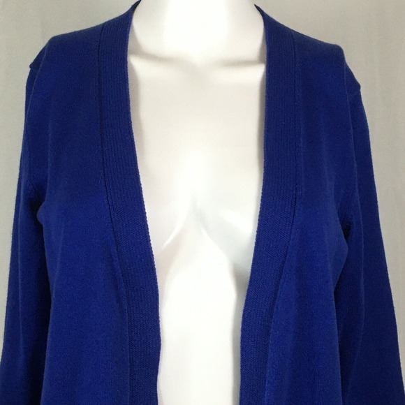 Talbots Cardigan Womens Sz Petite Blue Cotton Open Front Knit Sweater - Picture 2 of 8